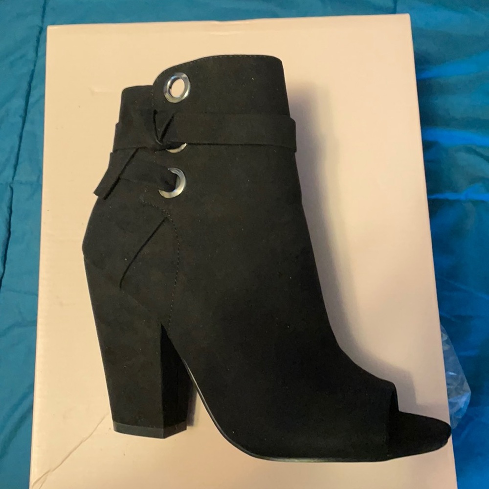 Brand new peep toe Black suede with box